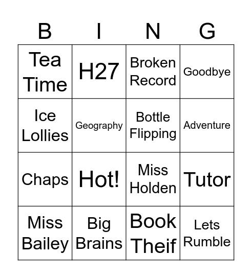 10YCHN Bingo! Bingo Card