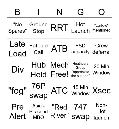 Wildly Important Bingo Card