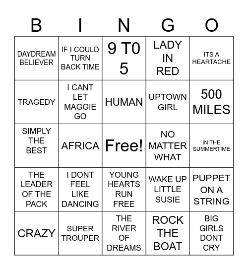 BETTYSTOWN Bingo Card