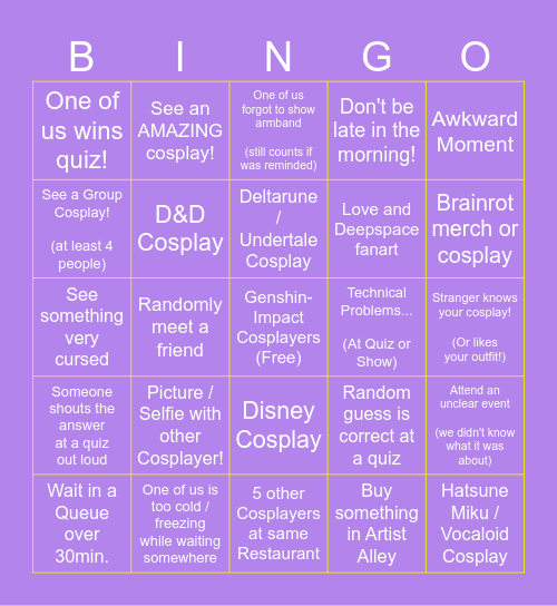 FanCon 2025 BINGO Card