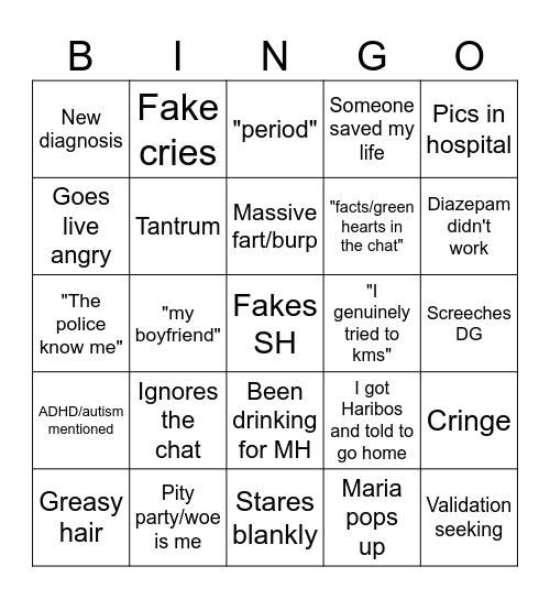 Elphaba Bingo Card