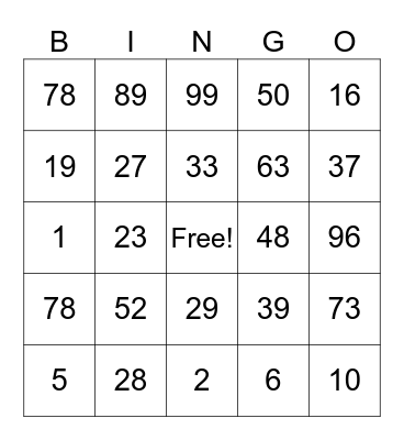 Summer fun Bingo Card