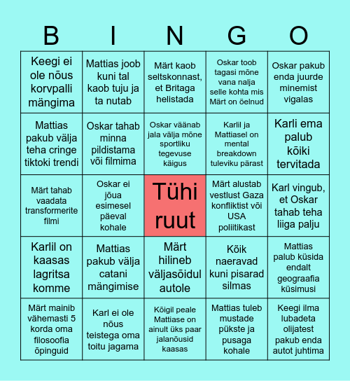 Vigala bingo (Jakob deluxe 2025 edition) Bingo Card