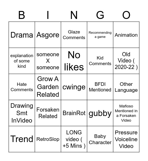 Robloxz Bingo Card