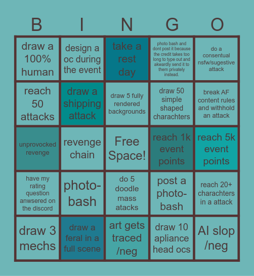 ottos 2025 artfight bingo Card