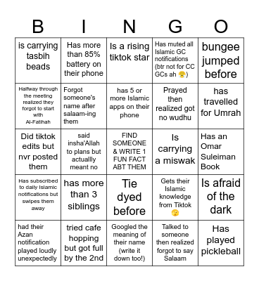 Find someone who: Bingo Card