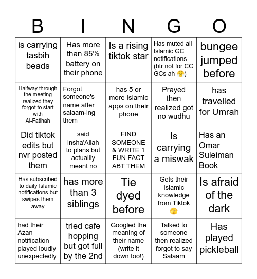 Find someone who: Bingo Card