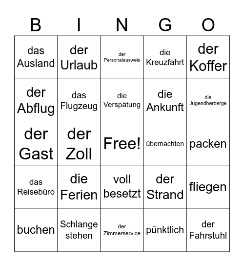 Reisen Bingo Card