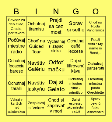B-day trip Bingo Card