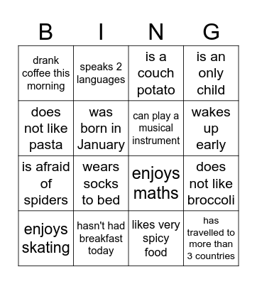 Find Someone Who Bingo Card