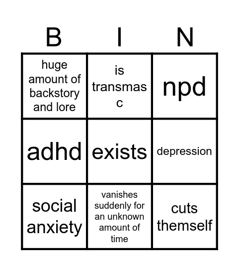 new friend bingo Card