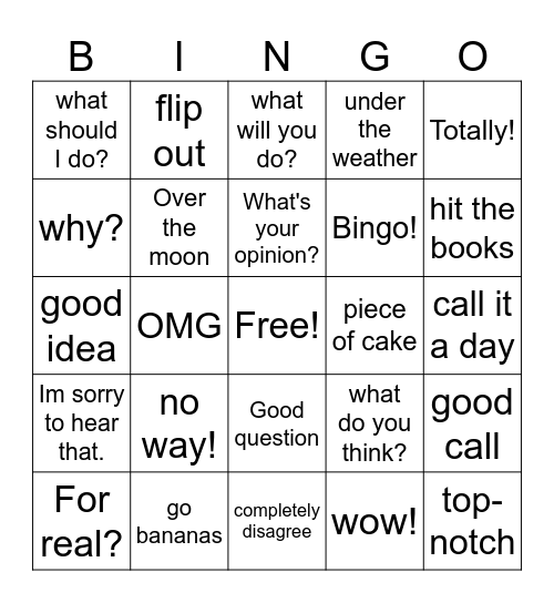 Conversation class bingo Card