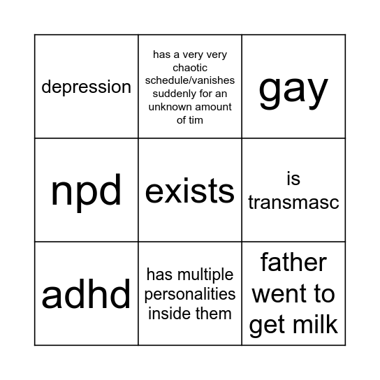 new friend bingo Card