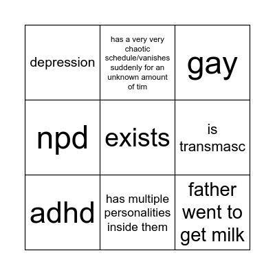 new friend bingo Card