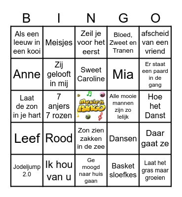 Muziekbingo GZN Bingo Card