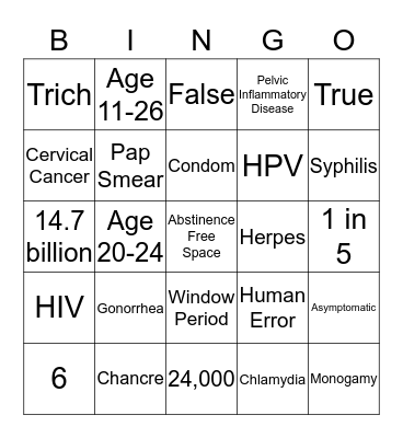 STD  Bingo Card