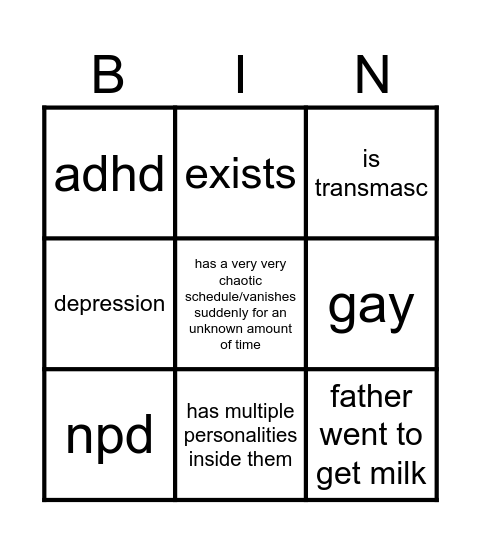 new friend bingo Card