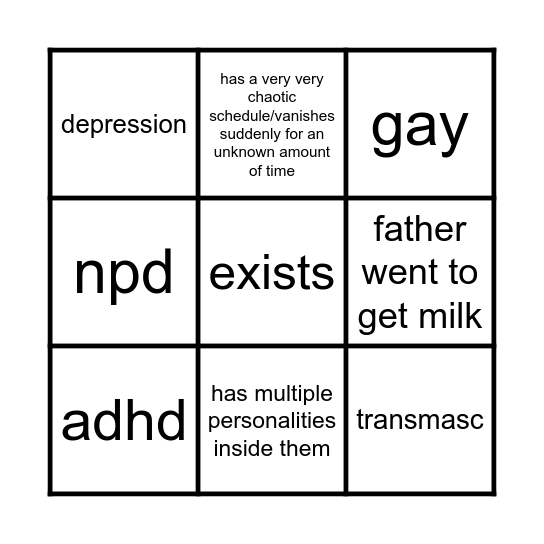 new friend bingo Card