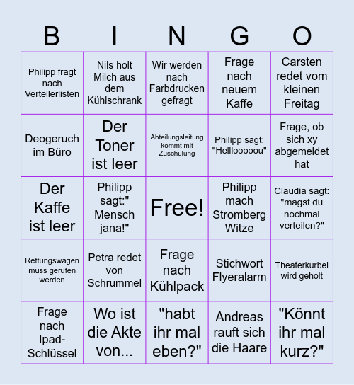 Büro Bingo Card