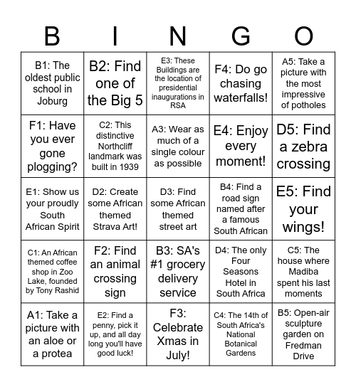 Ekhaya A.C Rungo 2025 Bingo Card