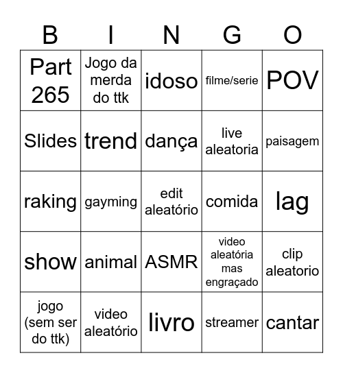 Tiktok Bingo Card