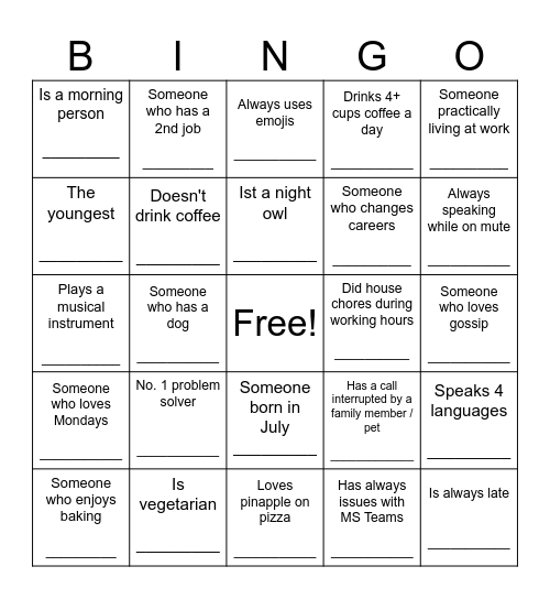 Office Bingo - Do you know who... Bingo Card