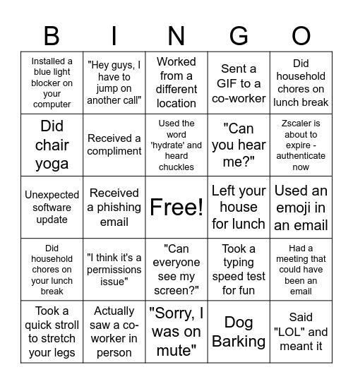TSU Remote Bingo Card