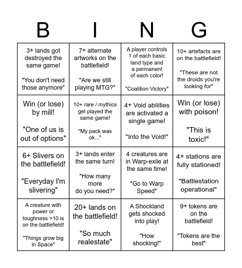 HobbyMax AP EOE Bingo Card