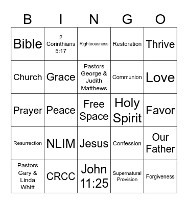 Seniors Social Bingo Card