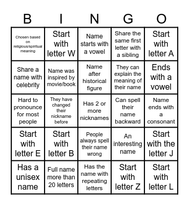 Human Bingo Card