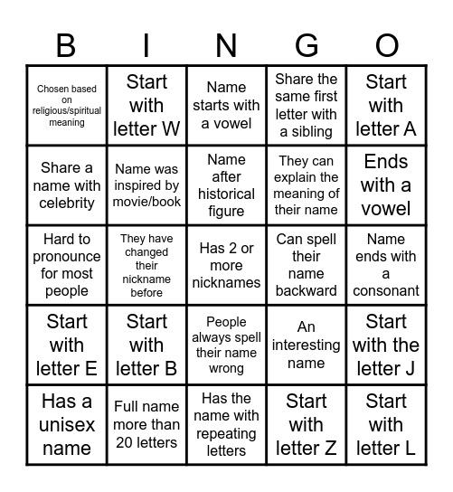 Human Bingo Card