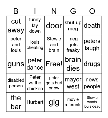 FAMILY GUY Bingo Card