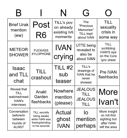 TILL pov #2 Bingo Card