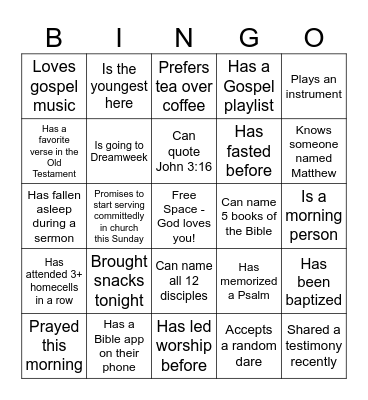 Human Bingo Card