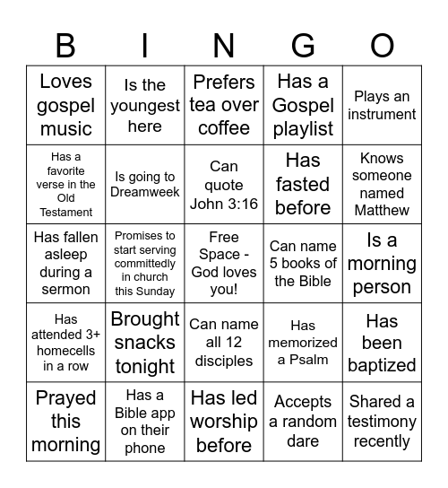 Human Bingo Card