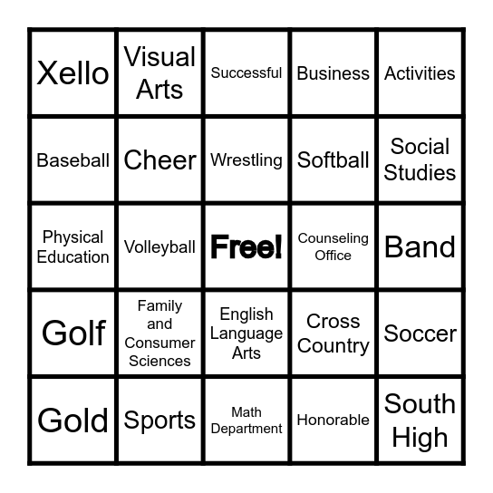 Salina South Orientation Bingo! Bingo Card