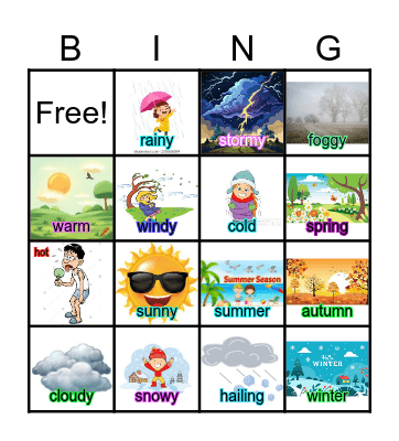 Weather & Seasons Bingo Card