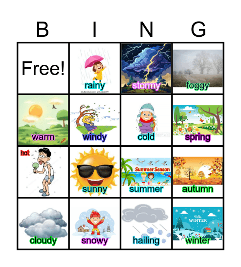 Weather & Seasons Bingo Card