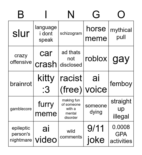 insta reels bingo Card