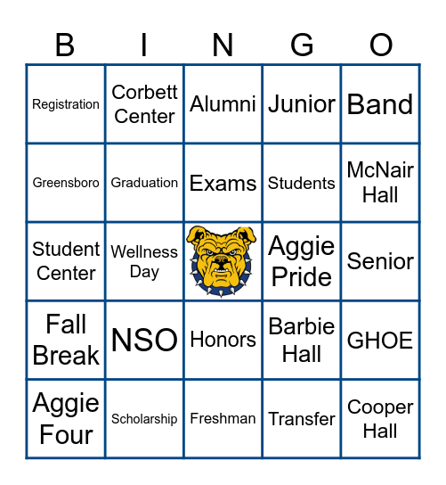 Aggie Send Off Bingo Card