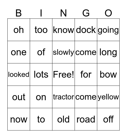 Chug the Tractor  Bingo Card