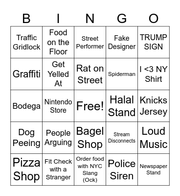 NYC Bingo Card