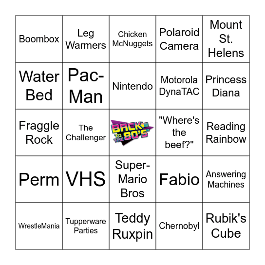 Iconic 80s Bingo Card