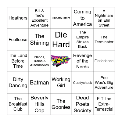 80s Movies Bingo Card