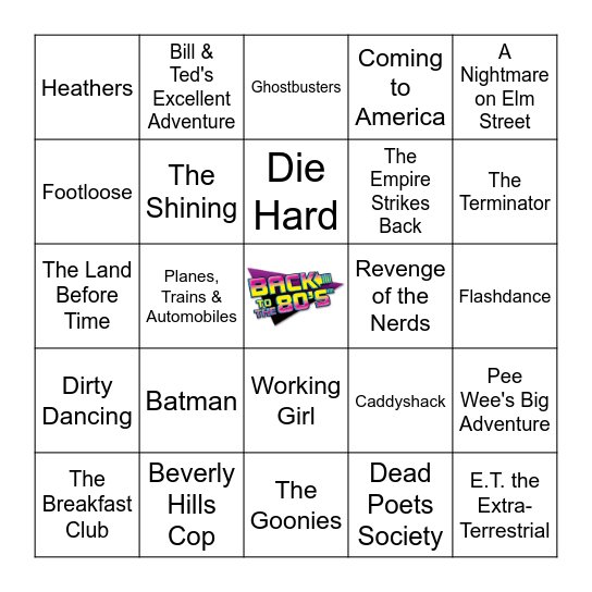 80s Movies Bingo Card