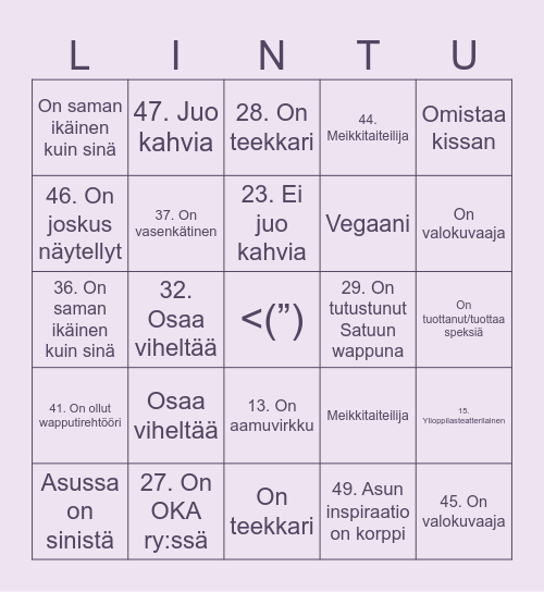VIERASBINGO Card