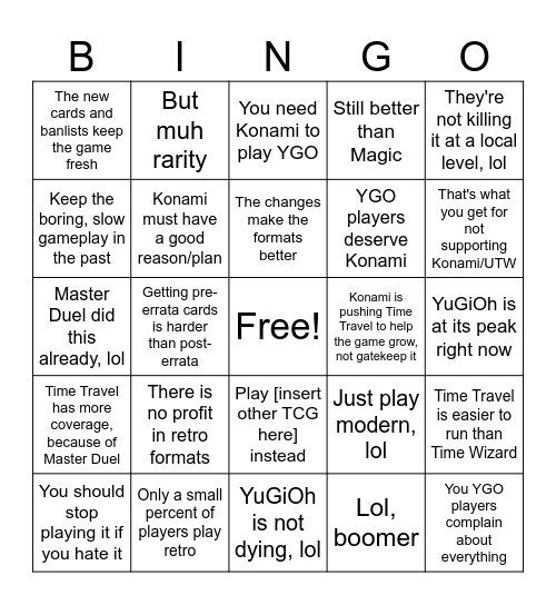 Konami Defence Force Bingo Card