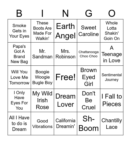 Music Bingo Card
