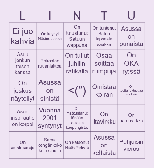VIERASBINGO Card