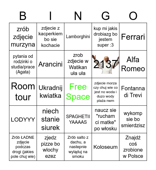 ITALIA ! ! ! Bingo Card